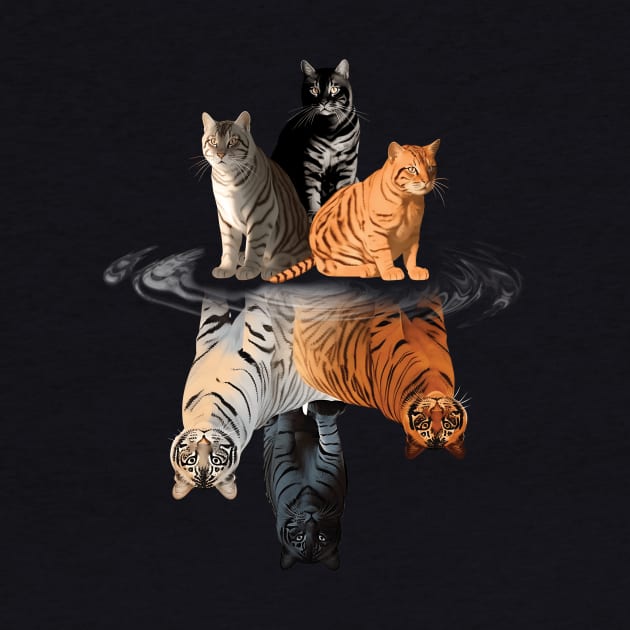 Cats Lover Cat Water Reflection Cats Tigers by Schoenberger Willard